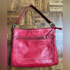 Coach Poppy Perri Hippie Rose Leather Crossbody Hobo Bag #22421